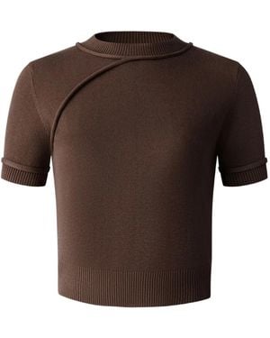 Shanghai Tang Qipao Short-Sleeve Top - Brown