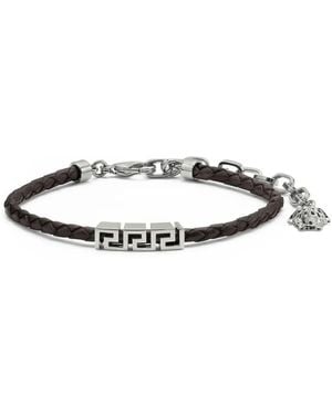 Versace Greca Armband Aus Leder - Weiß