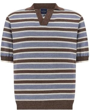 Paul & Shark Striped-Knit Polo Shirt - Grey