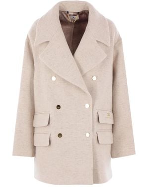 Elisabetta Franchi Double-Breasted-Button Coat - Natural