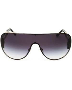 Versace Medusa-Embellishment Shield-Frame Sunglasses - Purple