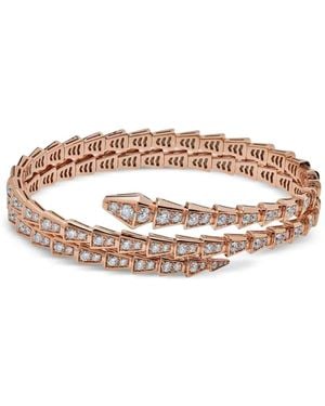 BVLGARI 18K Rose Serpenti Viper Diamond Bracelet - White