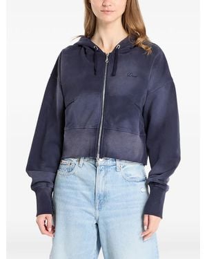 Dime Cropped Zip-Fastening Hoodie - Blue