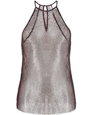 Patrizia Pepe Rhinstone Mesh Crew-Neck Top - Multicolor