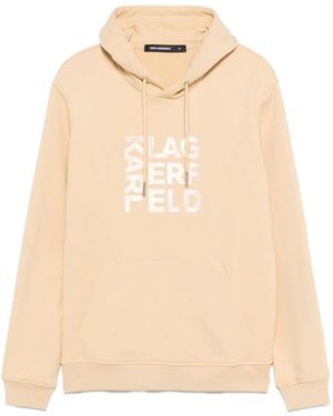 KARL LAGERFELD Logo-Print Hoodie - Natural