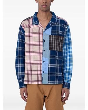 STORY mfg. Kariertes Hemd Im Patchwork-Look - Blau