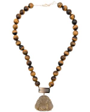 JIA JIA Happy Buddha Quartz And Tigers-Eye Necklace - Metallic