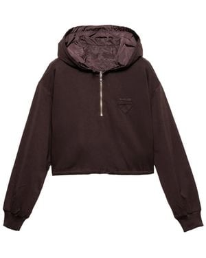 Prada ドローストリングヘム パーカー - ブラウン