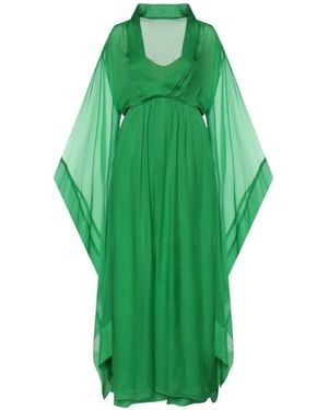 Alberta Ferretti Sheer-Panelled Silk Maxi Dress - Green