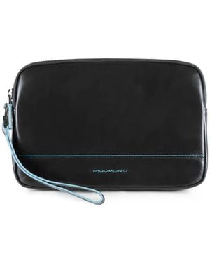 Piquadro Leather Wristlet Clutch Bag - Black