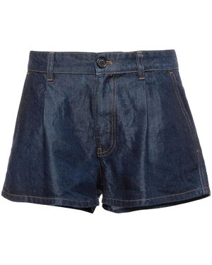 Miu Miu Pantalones Vaqueros Cortos Con Pinzas - Azul