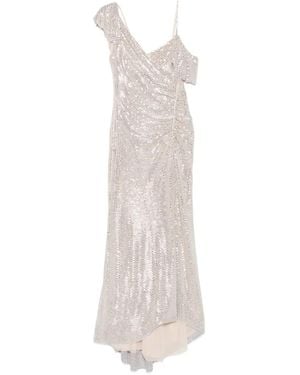 Self-Portrait Sequin-Embellished Maxi Dress - White