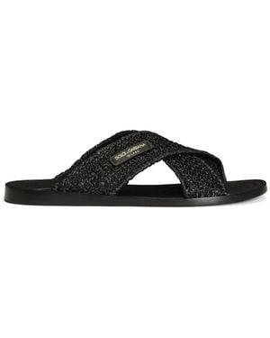 Dolce & Gabbana Sandalen Aus Raffia - Schwarz