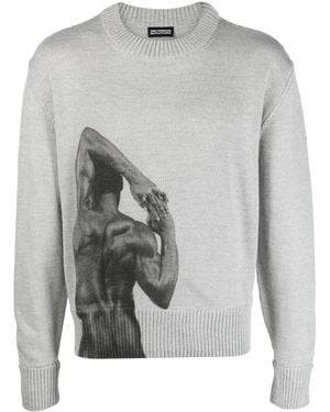 Honey Fucking Dijon Intarsia-Knit Wool-Blend Jumper - Grey