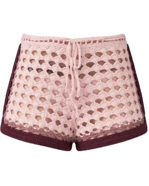 Leslie Amon Pantalones Cortos Con Cordones - Rosa