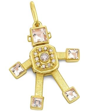 Van Robot Colgante Sogno Robot Mini Con Diamantes Y Morganita - Metálico