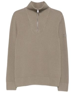 Marc O' Polo Pull Côtelé À Col Zippé - Natural