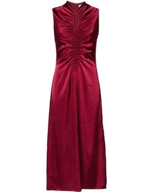 Sandro Ruched Sleeveless Midi Dress - Red