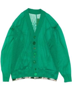 Undercover Sheer Panelled Cardigan - Green