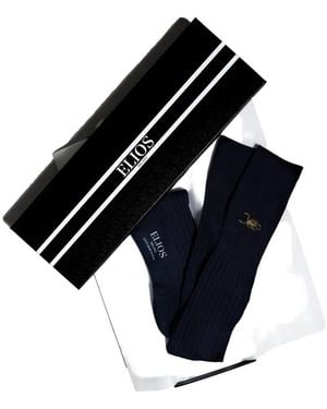 Elios Milano Scorpion-Embroidered Ribbed Socks - Blue