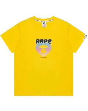 Aape By A Bathing Ape Heart-Graphic T-Shirt - Yellow