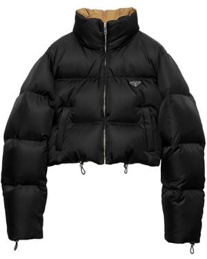 Prada Cropped-Daunenjacke Aus Re-Nylon - Schwarz