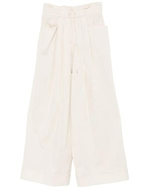 PT Torino Rose Drawstring Wide-Leg Trousers - White