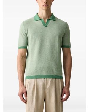 Benetton Textured-Knit Short-Sleeved Polo-Collar T-Shirt - Green