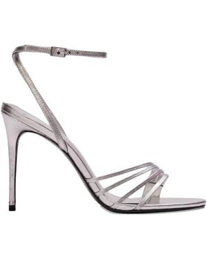 Black Suede Studio Ella Metallic Multi-Strap Sandals - White
