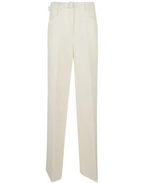 Gabriela Hearst Belted Pressed-Crease Trousers - White