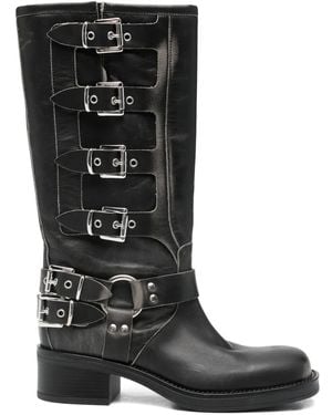 GISÉL MOIRÉ 50Mm Buckle-Detail Boots - Black