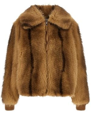 Nude Faux-Fur Bomber Jacket - Brown