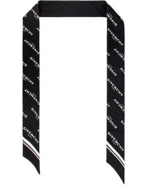 Givenchy Logo-Pattern Silk Scarf - Black