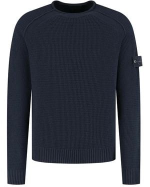 Stone Island Compass-patch Crew-neck Sweater - ブルー