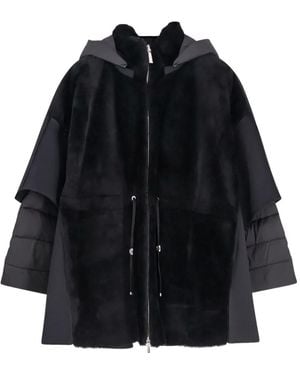 Moorer Hooded Zip-Up Coat - Black
