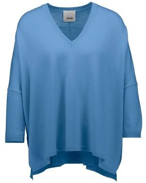 Allude V-Neck Knitted Jumper - Blue