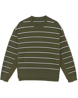 CROQUIS Striped Crewneck Jumper - Green