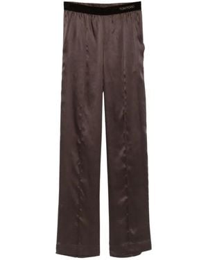 Tom Ford Pantalones Con Logo En La Cinturilla - Marrón
