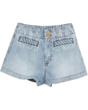 Zimmermann Indra Jeans-Shorts Mit Flechtdetail - Blau