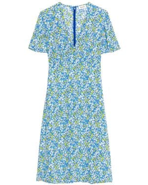 Zadig & Voltaire Rhodral Floral-Print V-Neck Midi Dress - Blue