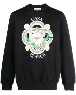 CASABLANCA Printed Sweatshirt Le Joueur Cotton - Black