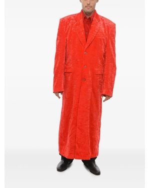 Vetements Velvet Single-Breasted Coat - Red