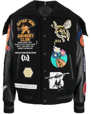 Givenchy Chaqueta Varsity Con Capucha Y Diseño Patchwork - Negro