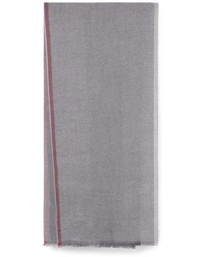 Brunello Cucinelli Diagonal-Weave Fringed Scarf - Gray
