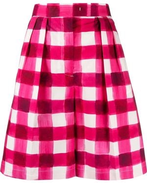 MSGM Gingham-Print Tailored Knee-Length Shorts