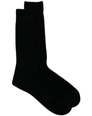 ZEGNA Ribbed-Knit Mid-Calf Socks - Black
