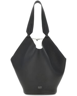 KHAITE Lotus Grained Leather Shoulder Bag - Black