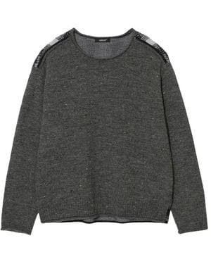 Undercover Checked-Panel Wool Jumper - Grey
