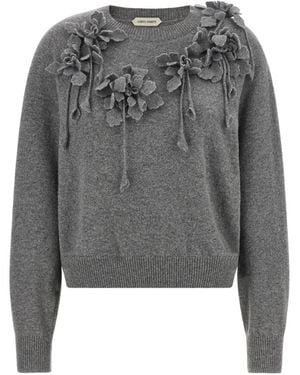 Alberta Ferretti Flower-Embroidered Wool Jumper - Grey