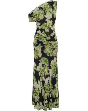 Nicholas Elza One-Shoulder Floral-Print Dress - Green